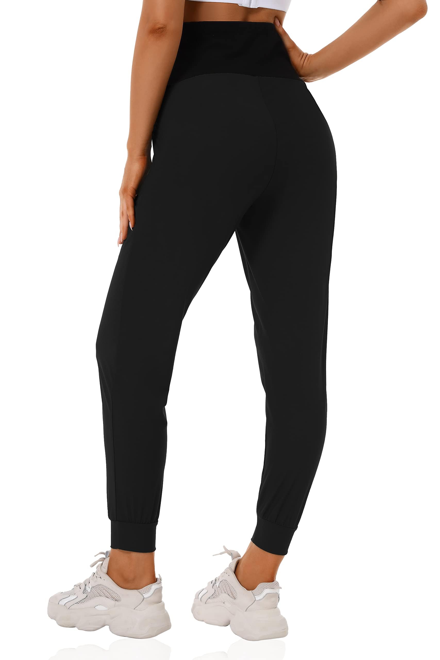 Damen Umstandshose Jogginghose Schnell Trocknend Sweatpants Schwangerschafts Hose mit Reißverschlusstaschen