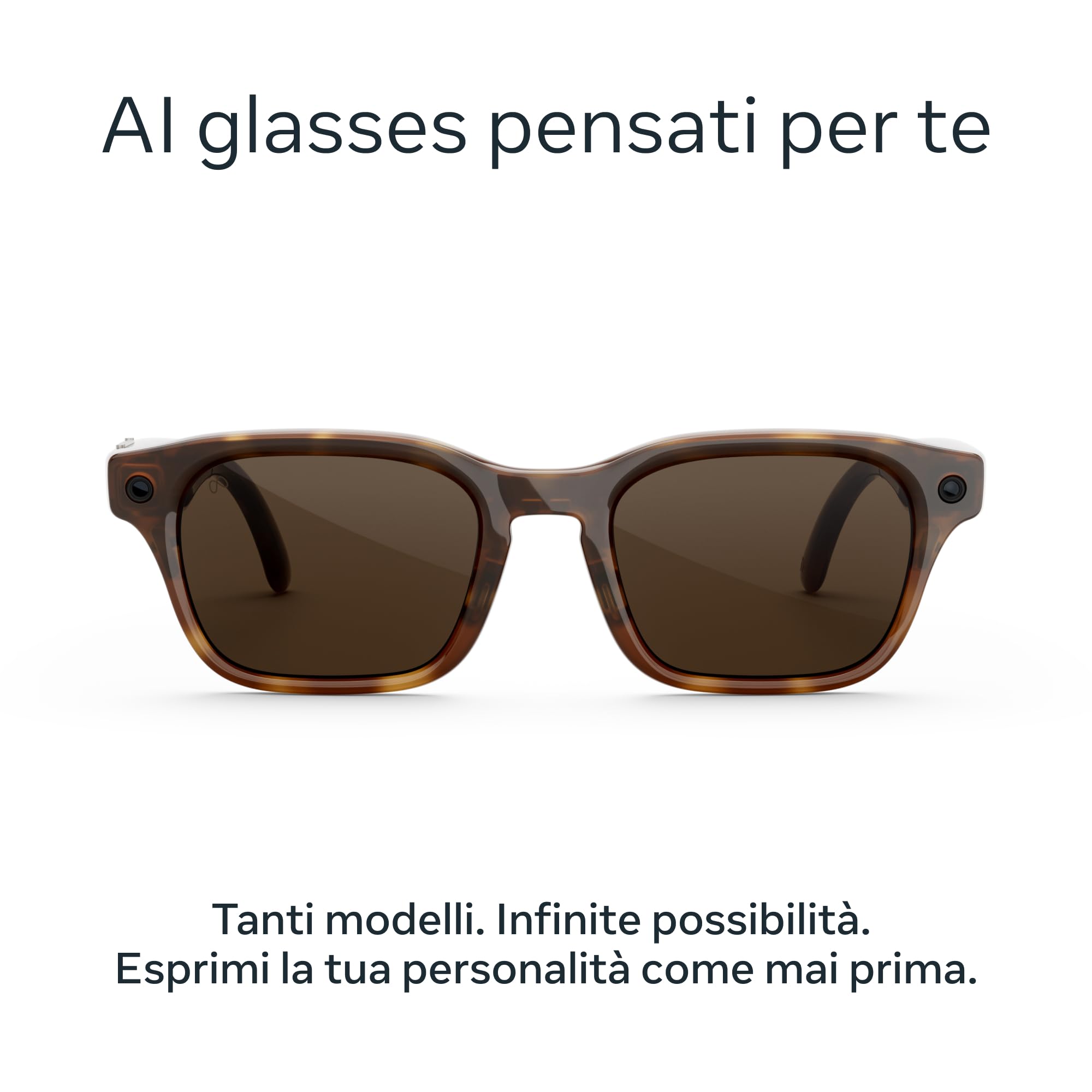 Meta Adventurer Large Tartarugato classico | AI glasses unisex, Fotocamera da 12 MP, Traduzione in tempo reale — Risoluzione 3K HD — Oltre 8 ore di autonomia — Varie misure — Lenti marroni
