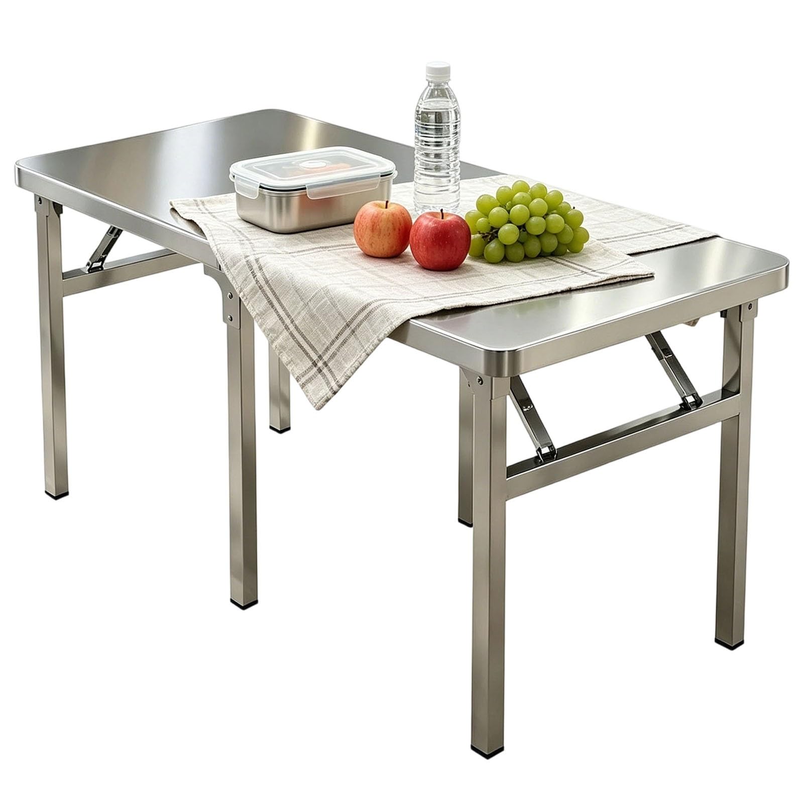 Table de travail en acier inoxydable pliable pour comptoir de cuisine et atelier