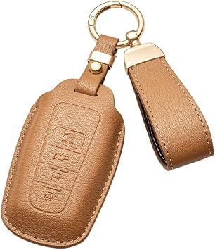 Leather Car Key Fob Cover for Toyota Prius, Camry,Corolla, CHR, RAV4, Land Cruiser,Highlander, Avalon, GT86, 2017-2026 2-4 Buttons with Car Key Case Cover Protector