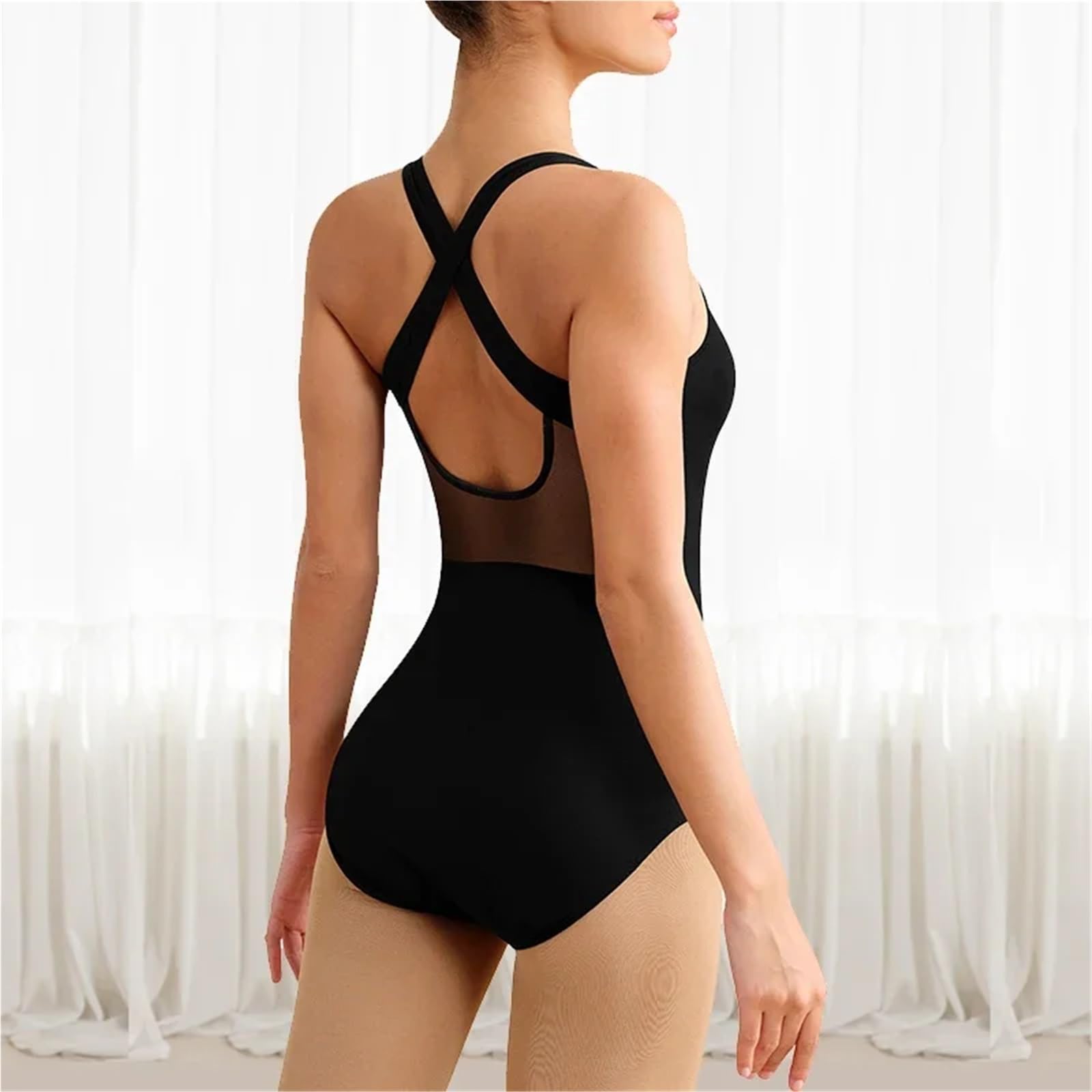 Maillot Ballet Mujer Malla de ballet sin mangas for mujer, for adultos, for danza, gimnasia, forro acolchado en el pecho, espalda cruzada