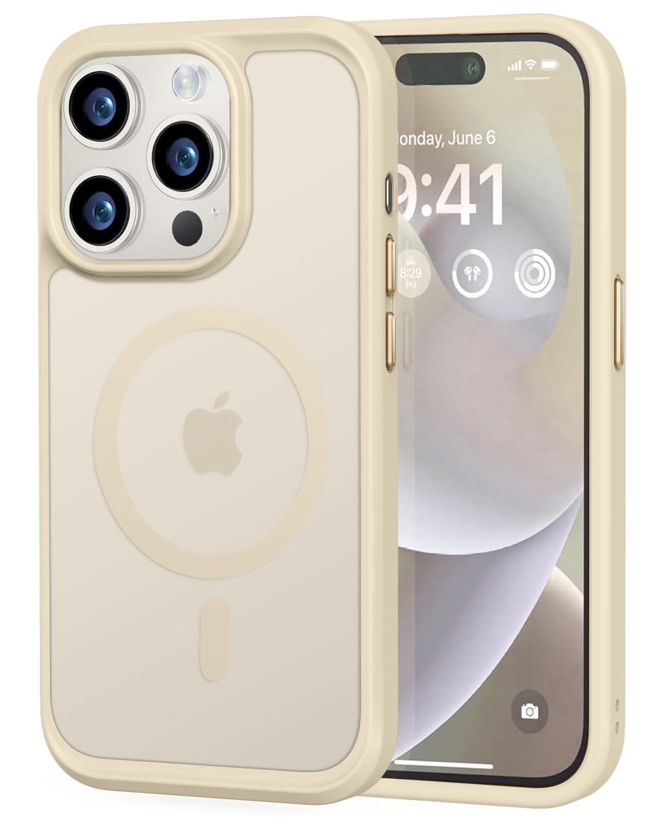 MOCCA Magnetic Shockproof for iPhone 14 Pro Case,Light Gold