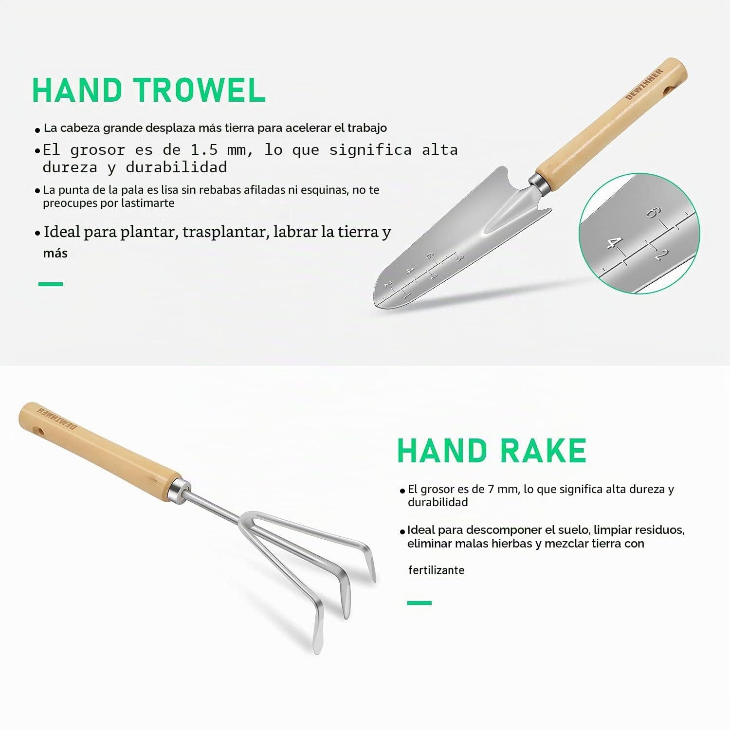 DEWINNER Juego de herramientas de jardinería – Juego de herramientas de jardín de 23 piezas, incluye bolsa de sujeción para guantes para hombres o mujeres