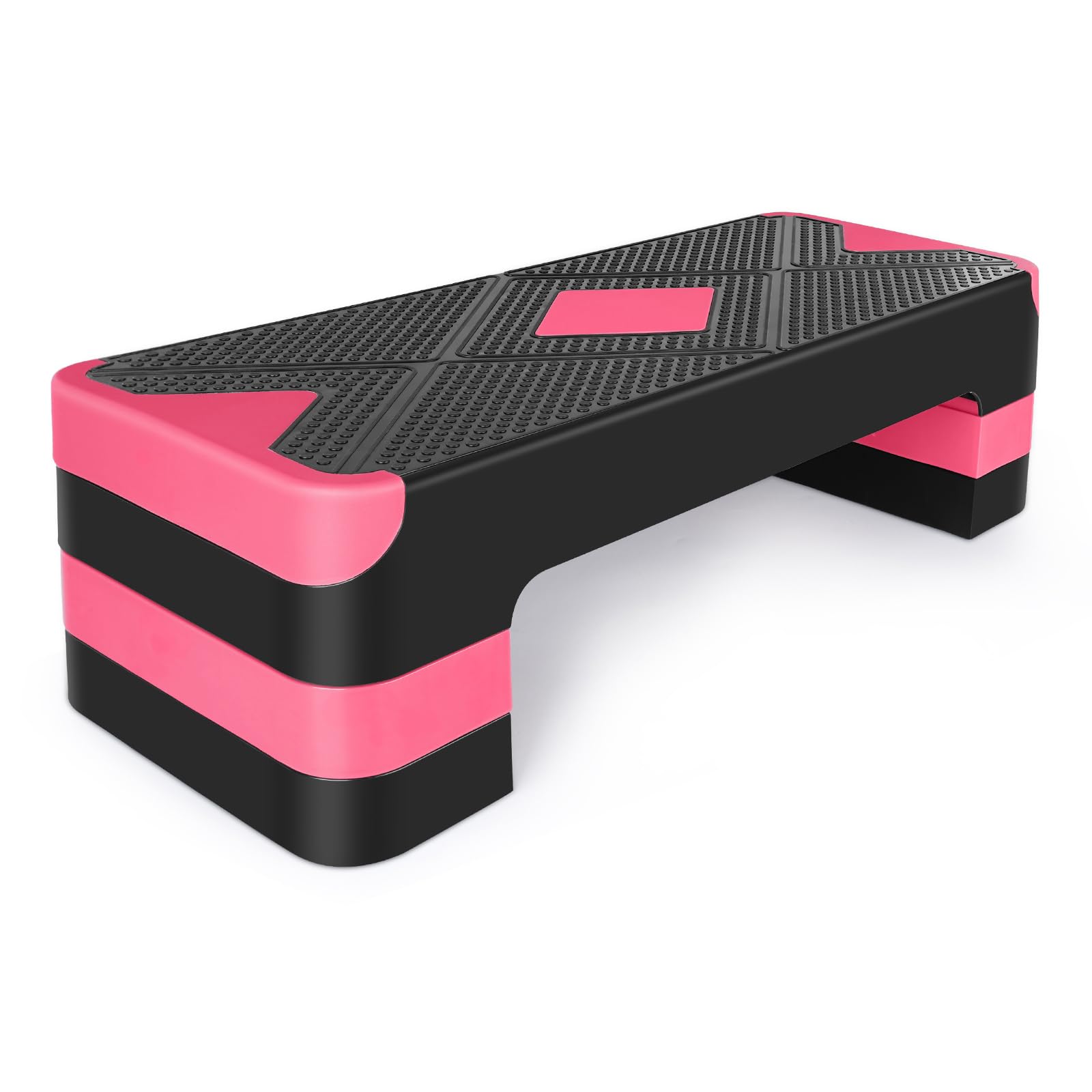 Aerobic Step Platform, Adjustable Height 3 Levels Fitness Stepper for Home & Office, Durable Plastic Exercise Step Board with Non-Slip Surface, Ideal for Gym, Camping, Patio Workouts (Red)