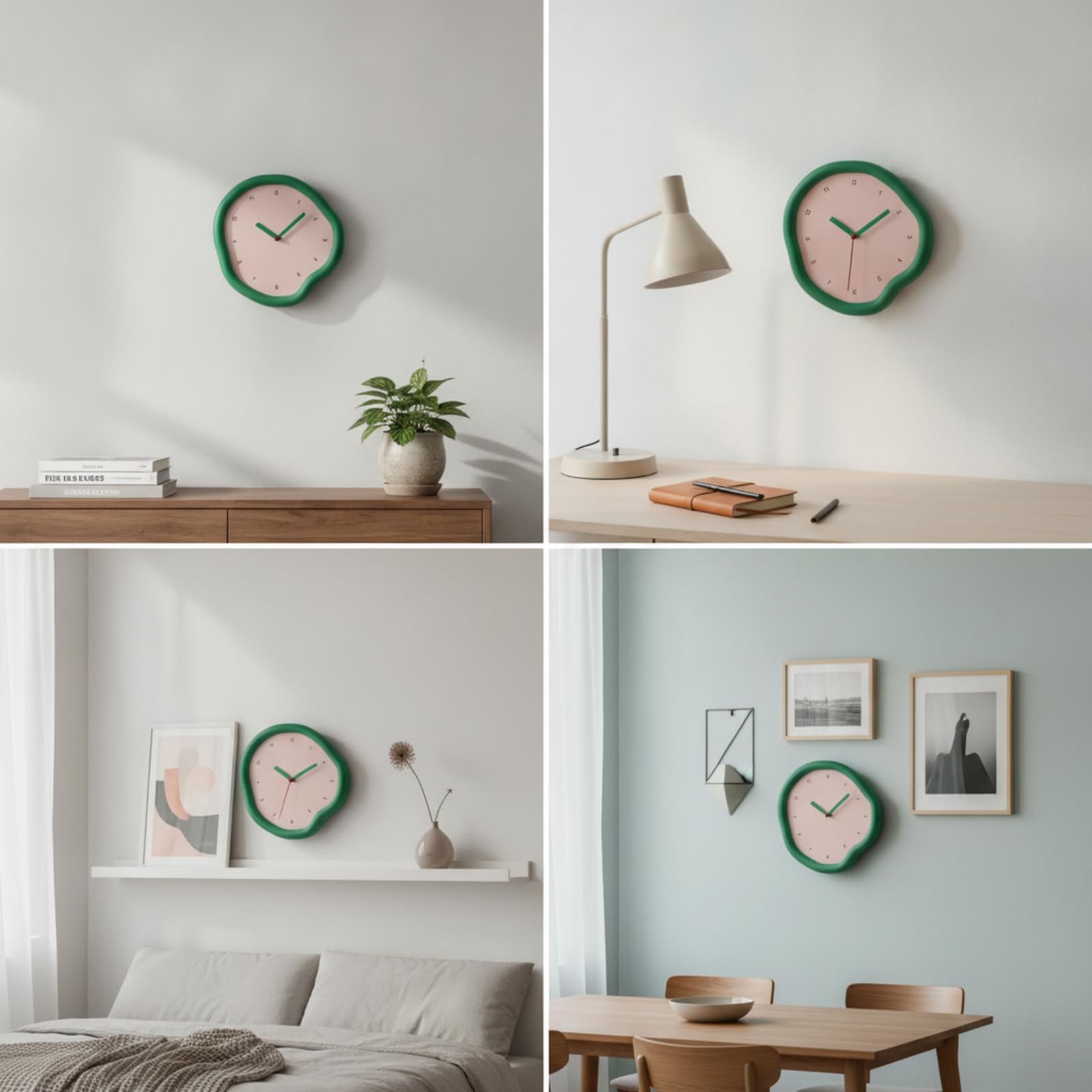 predolo Wanduhr Analoge Uhr Zeitmesser Wohnuhr Wanddekoration aus Holz Und Harz mit Geräuschlosem Mechanismus Und Deutlichen Ziffern für Wohnzimmer, C29-3B Ohne Stundenschlag, Geräuschloses Uhrwerk