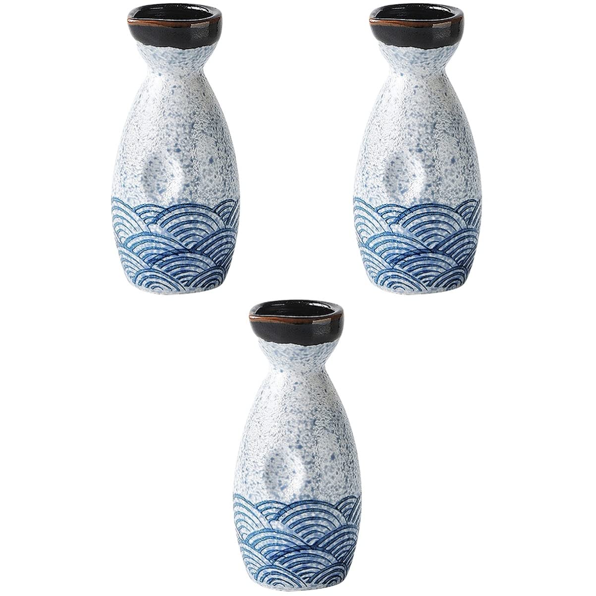 Tasses à saké, tasse à saké traditionnelle, verres à vin en céramique, fête de boisson au saké vintage for céramique ondulée émaillée, porcelaine peinte à la main, vin japonais, serveur élégant, bar,