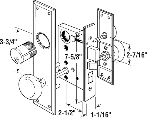 Miniatura 2 de Segal SE 27590 - Juego de cerraduras de embutir, níquel satinado, mano izquierda, fondo de 2-12 pulgadas, superficie (paquete individual)