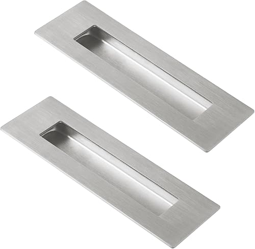HOMOTEK Paquete de 2 manijas de puerta corrediza de armario de 6 pulgadas, manijas grandes rectangulares empotradas, manijas de puerta de
