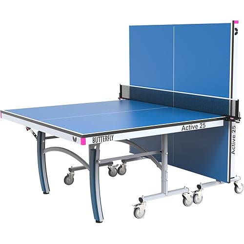 Butterfly Active Table Tennis Table| Warranty: 3-Years | Height Adjustable Legs to Ensure A Level Surface | Quick Assembly | USATT Approved | Regulation 6" Net Set Included