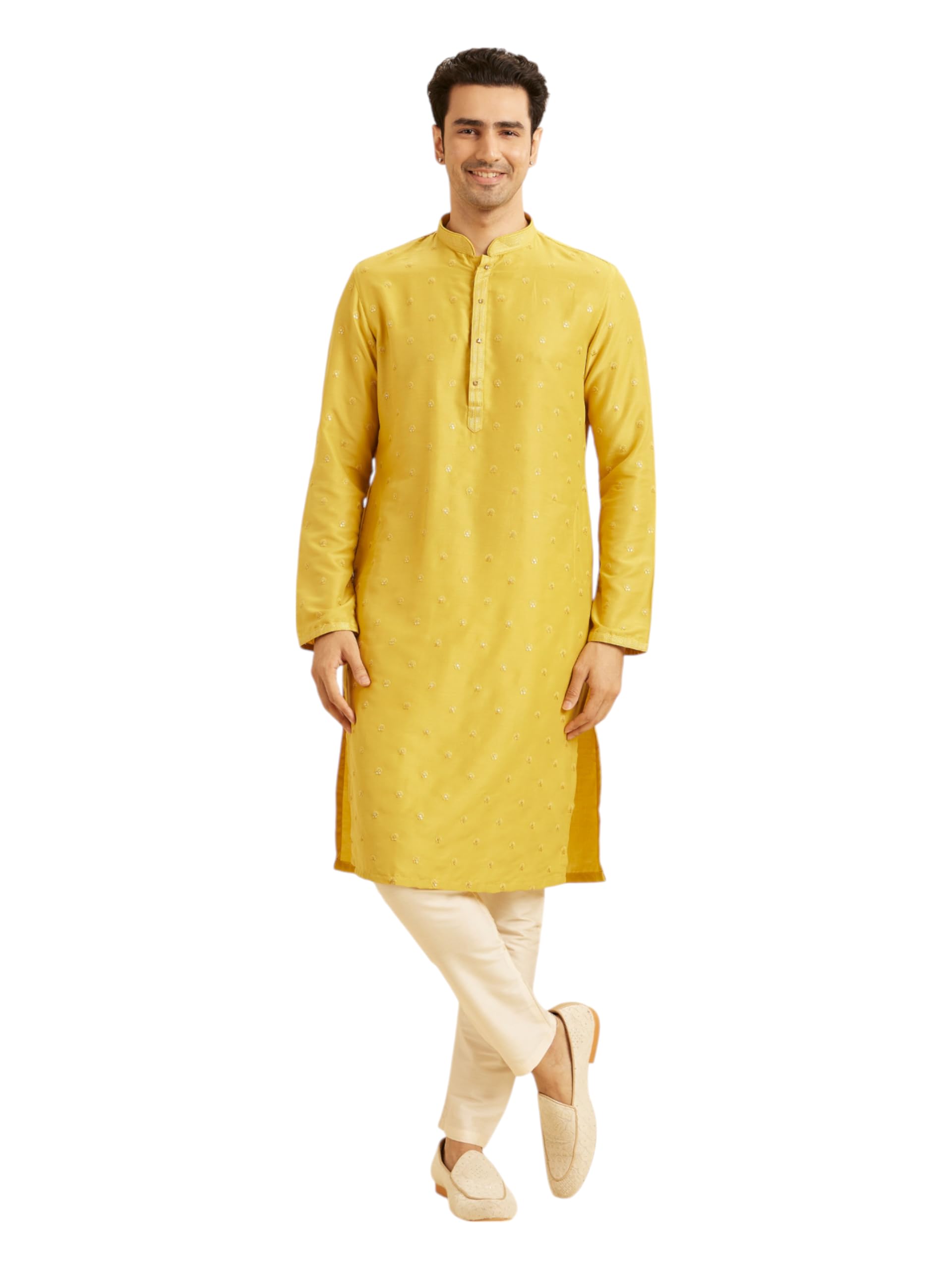 manyavar Men's Art Silk Embellished Kurta Pyjama Set (2pcs)-picture-20