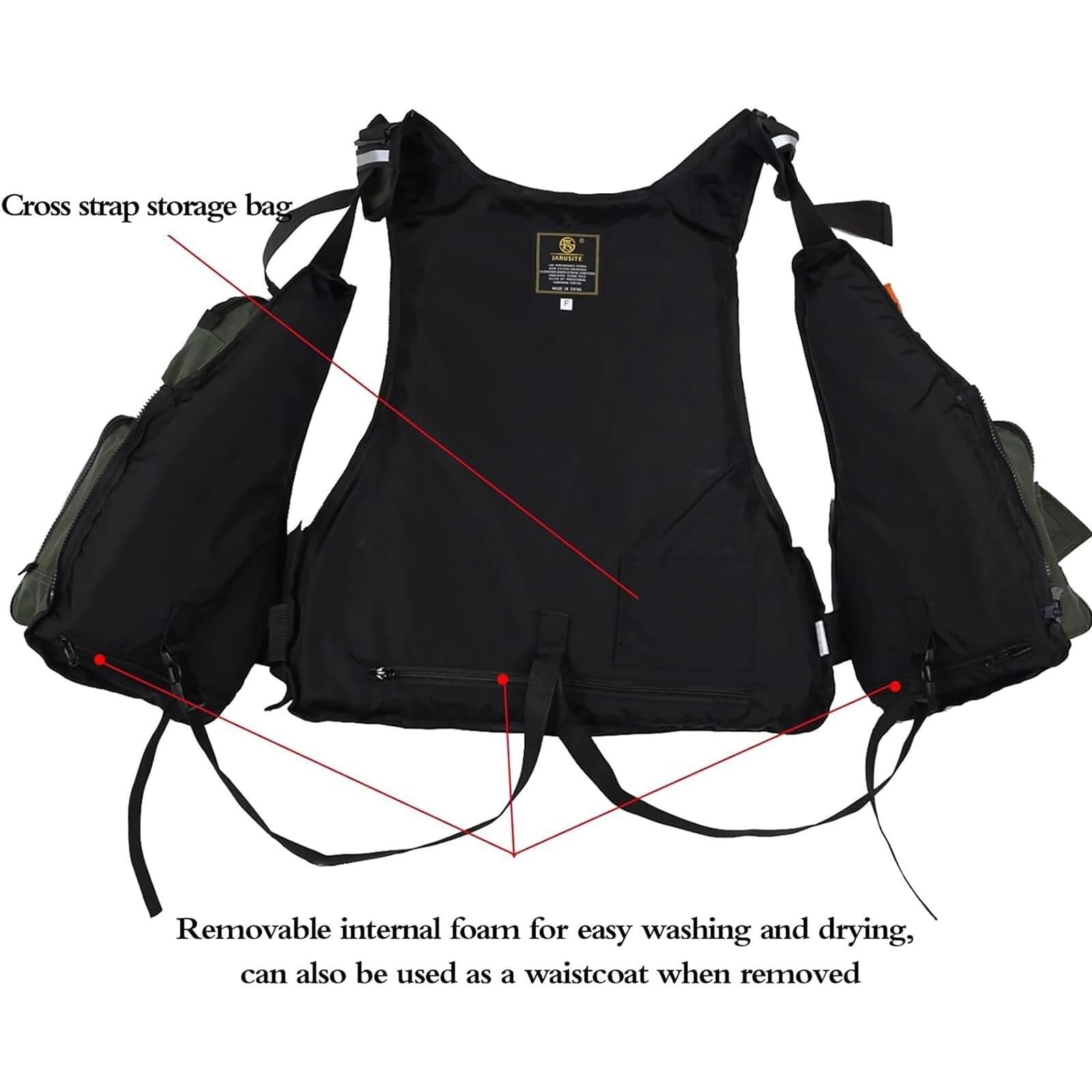 Gilet da Pesca in Maglia Traspirante Attrezzature di Sicurezza per Adulti | Kayka Giacca Oxford Mesh Gilet da pesca con schiuma EPE per kayak, cinghie regolabili e strisce riflettenti