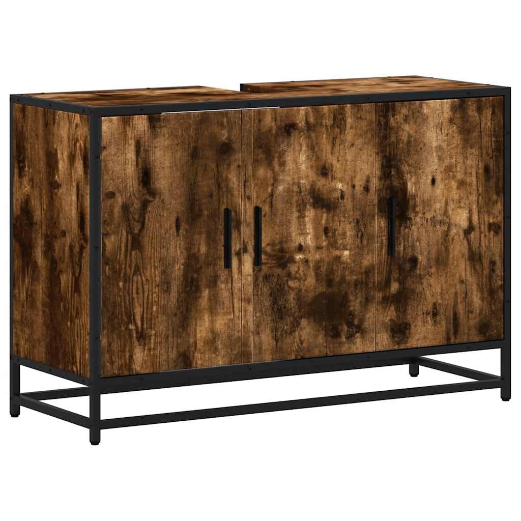 Szafka pod umywalkę dąb wędzony 90 x 33 x 60 cm materiał drewnopochodny