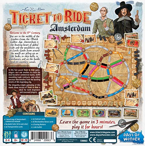 Image of Asmodee Ticket to Ride Amsterdam Board Game - Train Route-Building Strategy Game, Fun Family Game for Kids & Adults, Ages 8+, 2-4 Players, 10-15 Minute Playtime