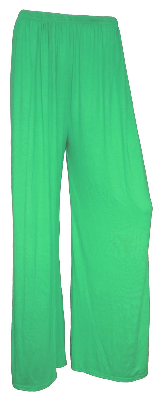 Women's Green Plus Size Plain Palazzo Wide Leg Flared Trousers Pants Uk 8-26 (Xxxl (24-26 Uk), )
