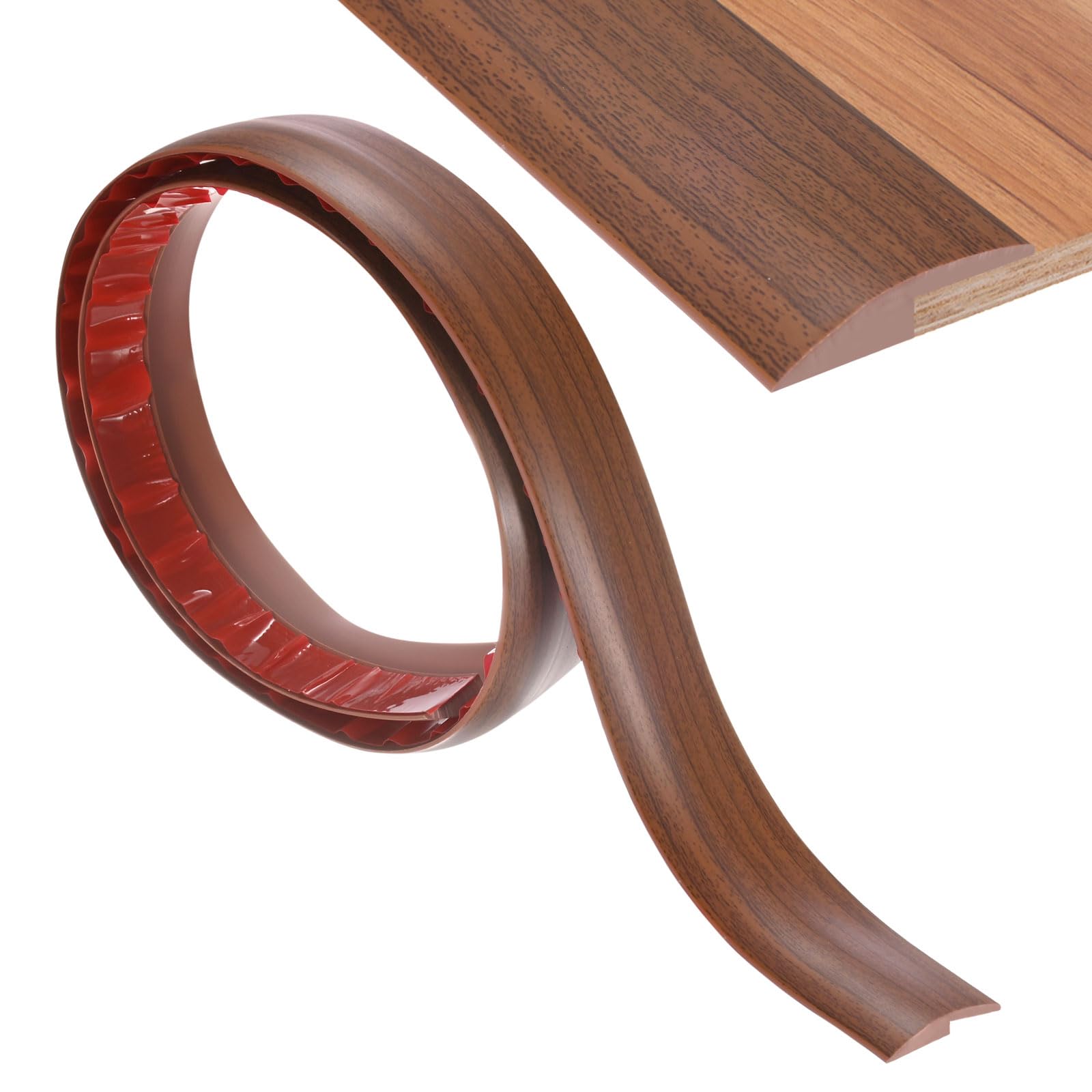 Floor Transition Strip Self Adhesive, 3.28FT PVC Transition Strips Suitable for Door/Tile/Floors Heights Within 1/5Inch(5mm), Carpet Edging Trim Strip [Teak]