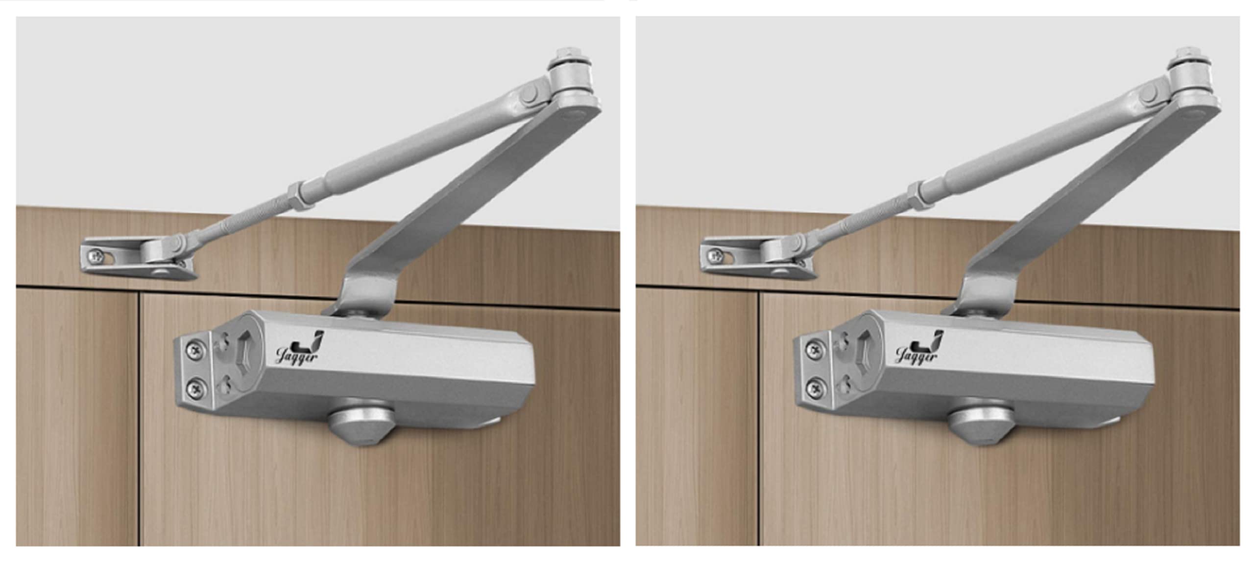 Jagger JBA236 Automatic Hydraulic Adjustable Double Speed Aluminium Door Closer Premium Heavy Duty for Residential/Commercial Purpose with Fitting Set (Silver). Weight Capacity: 30kg- 90kg (Large, 2) (B0C6KLK85V) Amazon Price History, Amazon Price Tracker