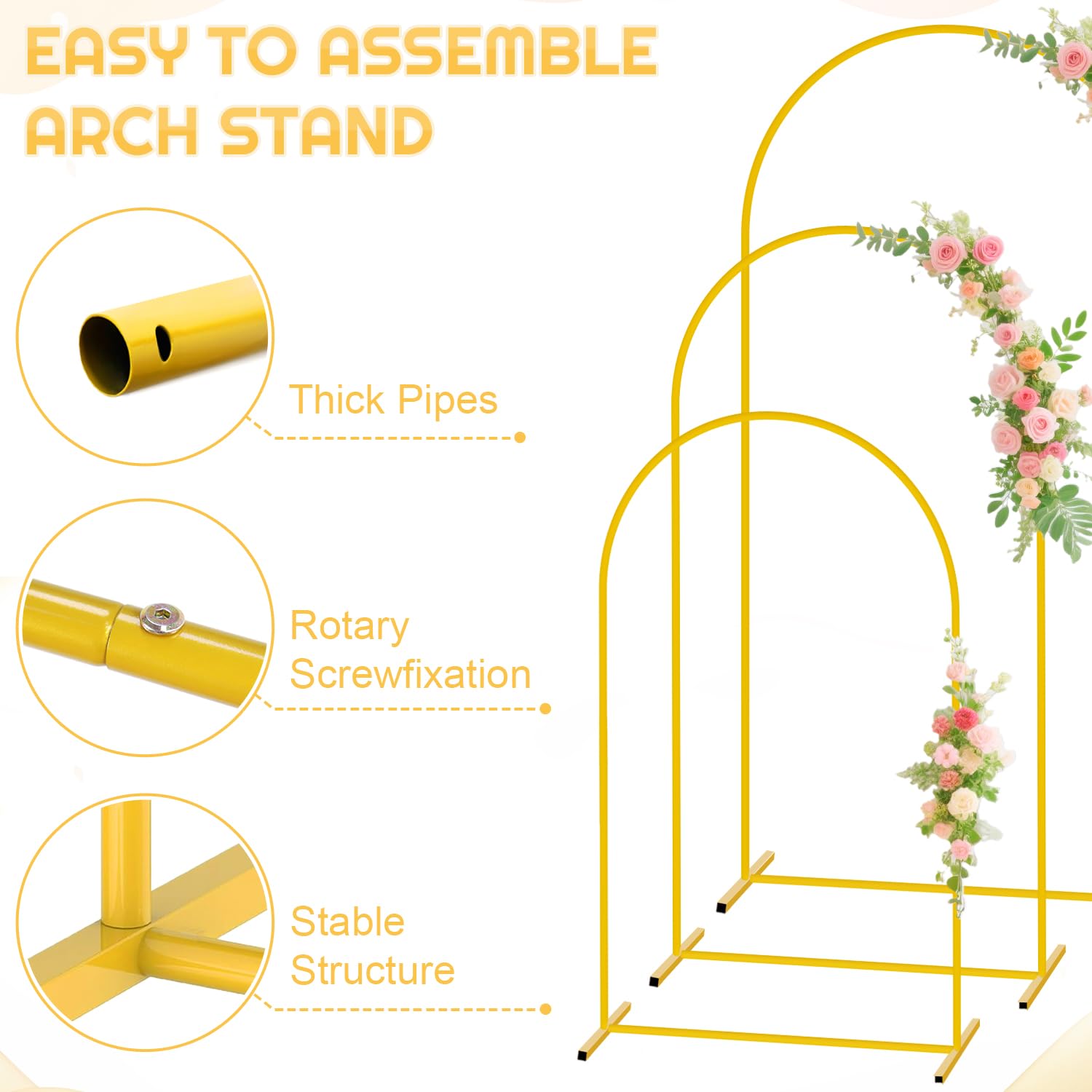 Goud Metaal Bruiloft Boog Achtergrond Stand voor Verjaardagsfeest Bruids Baby Shower Ceremonie Decoratie 4FT/5FT/6FT/6.6FT/7.2FT Goud Metaal Bruiloft Boog Achtergrond Stand voor Verjaardagsfeest Bruids Baby Shower Ceremonie Decoratie 4FT/5FT/6FT/6.6FT/7.2FT