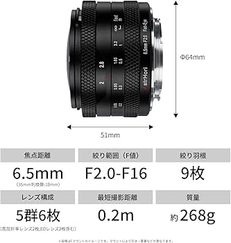 レンズ(単焦点) 6.5 Amazon.co.jp: AstrHori 6.5mm F2.0 円周魚眼レンズ 192°超広角