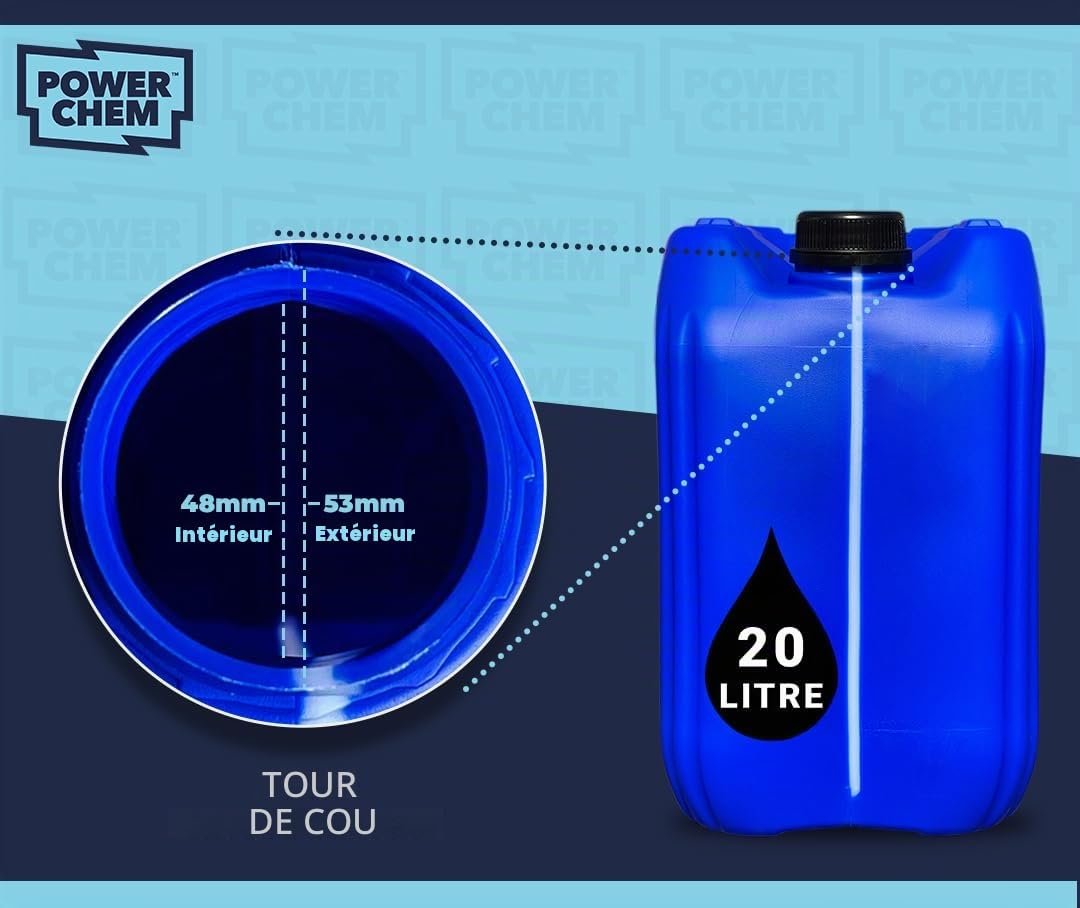 Lot de 2 bidons de 20 l - Approuvés par l'ONU - Avec bouchon inviolable de 61 mm - Parfaits pour le stockage de l'eau et des liquides - Bleu