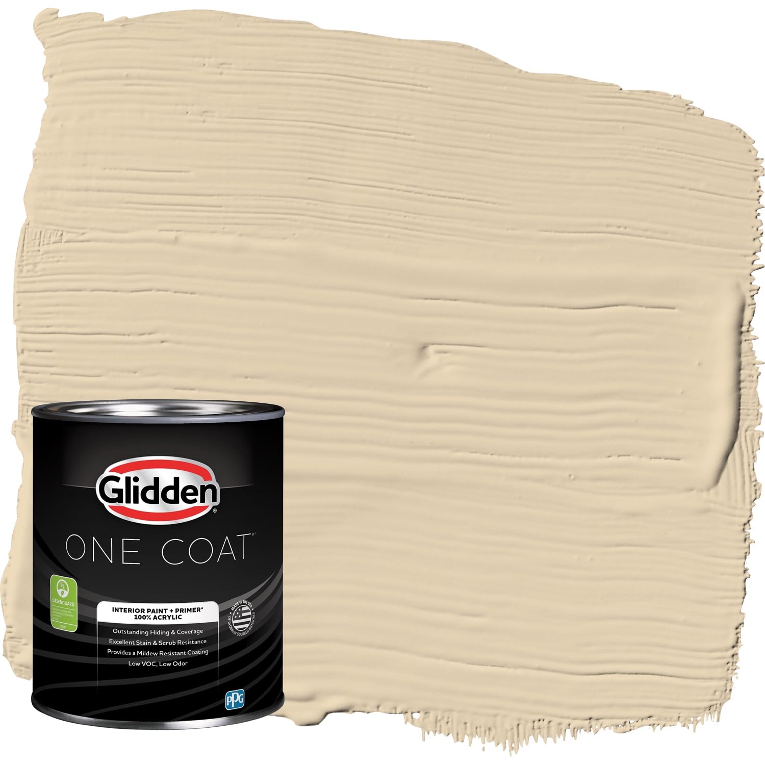 Glidden Interior Paint + Primer: Beige/Almond Cream, One Coat, Flat, 1-Quart