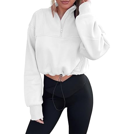 KIRUNDO Y2K Style Cropped Half-Zip Sweatshirt for Women