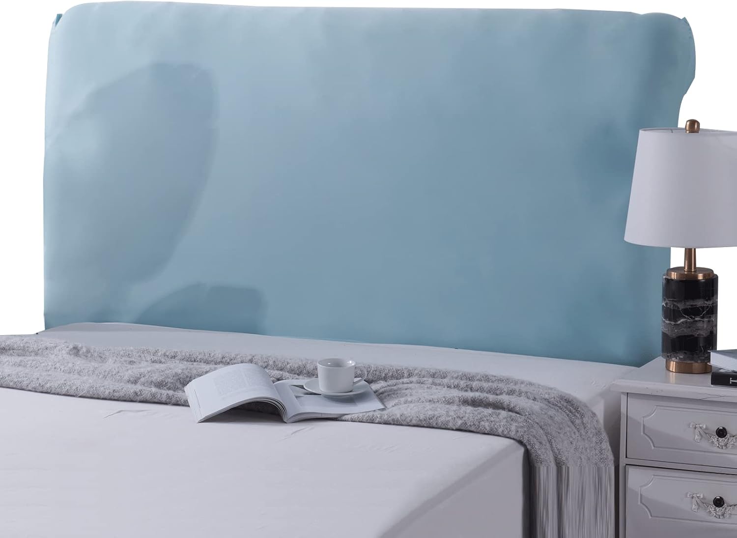 Elastic Headboard Cover For Upholstered Bed/Wood/Leather Headboard Cover Single Rectangular/Slightly Rounded Headboard Cover Bed Prote(Length:150-170cm,Blue2)