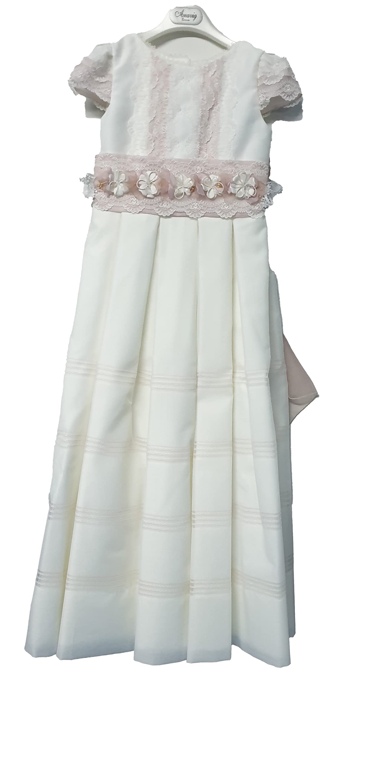 MAHAVIRA Vestido Primera Comunión Niña Estilo Clásico con Bordados y Encajes - Talla 105