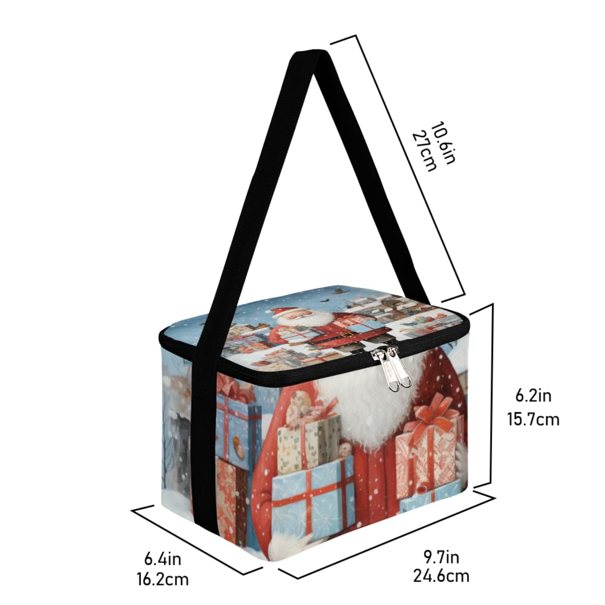 GzLeyigou Lunch Bags for Women Men 9 Cans,Santa Claus Xmas Gifts Hot & Cold Food Delivery Bag Insulated Grocery Bag Insulated Lunch Box Cooler Bag for Office Work Picnic Beach