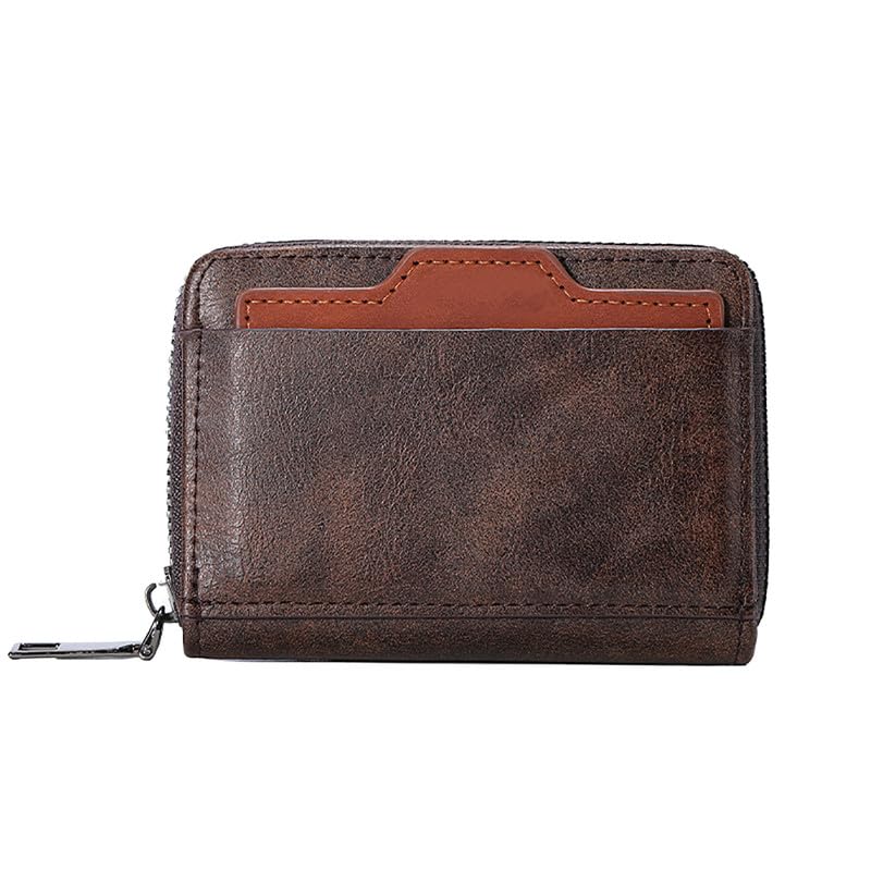 Men's Blocking Genuine Credit Card Case Holder Security Travel Wallet(Duck Brown)
