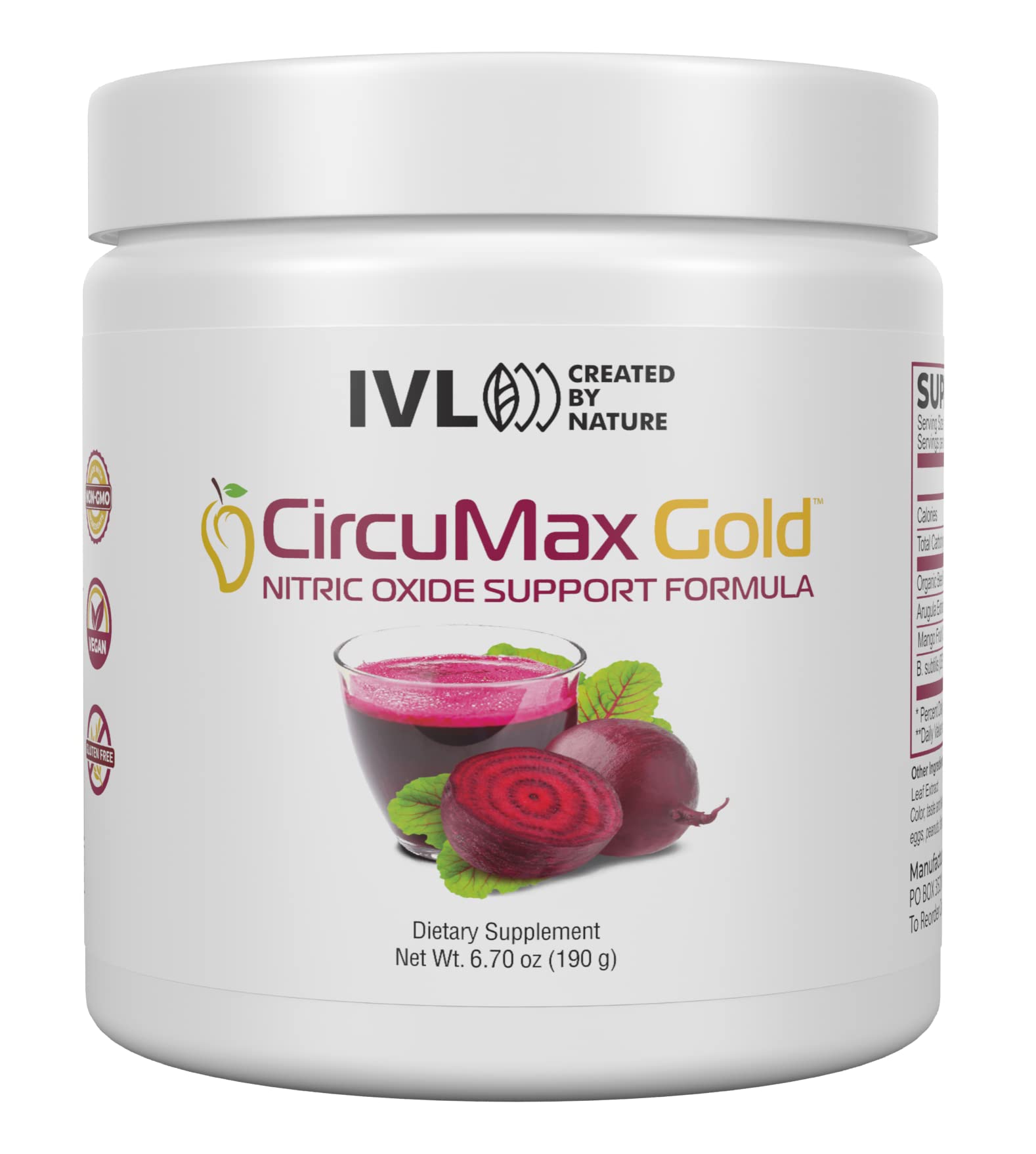 IVL CircuMax Gold, Circulation Superfood Powder, Nitric Oxide Support, 6.70 oz 30 Servings
