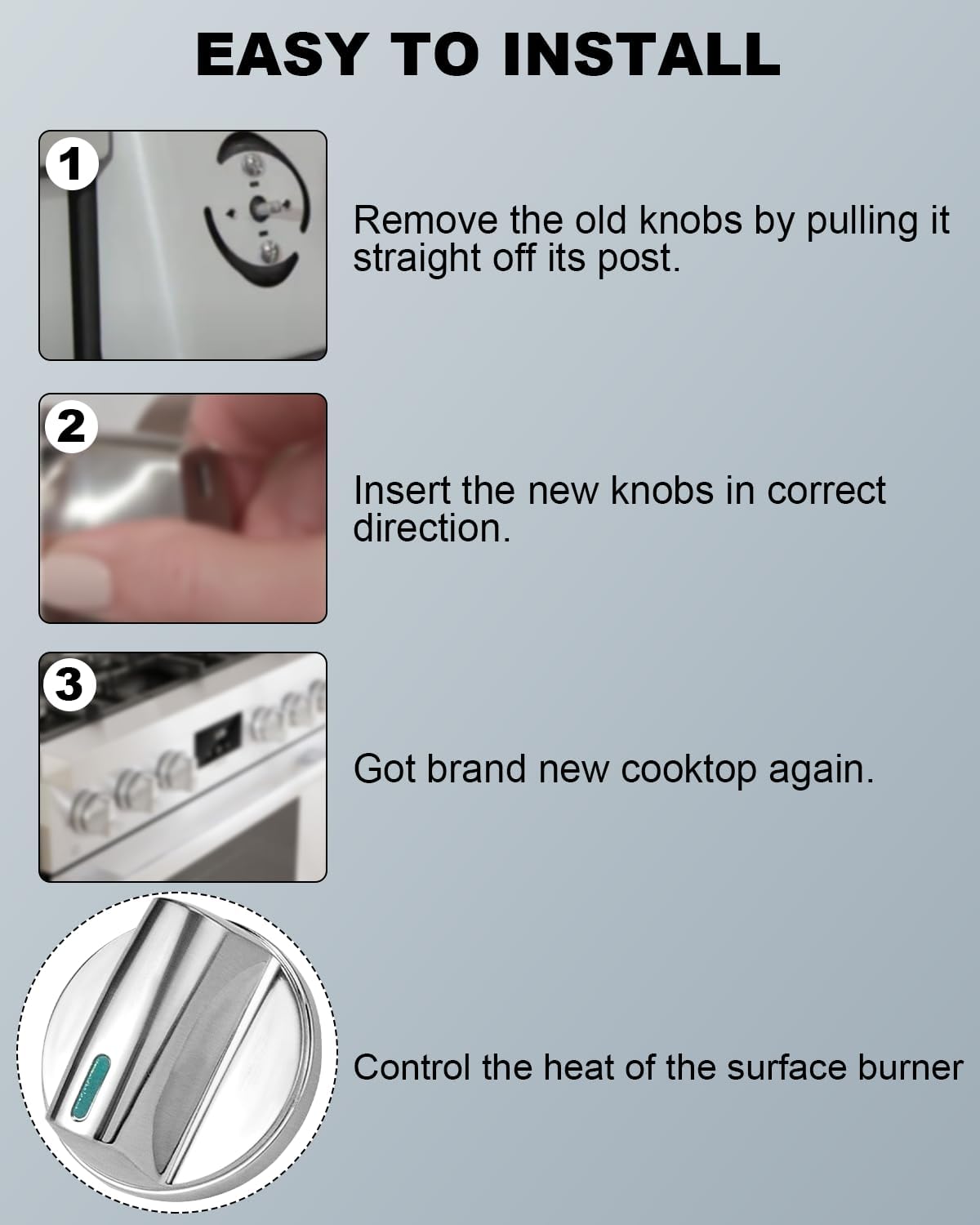 puxyblue 5 Pcs 00658161 Bosch Gas Cooktop Burner Stove Knobs Replaces 00653119 653119 658161 Compatible with NGM8054UC/03 NGM8654UC/03 NGM8654UC/04 Models