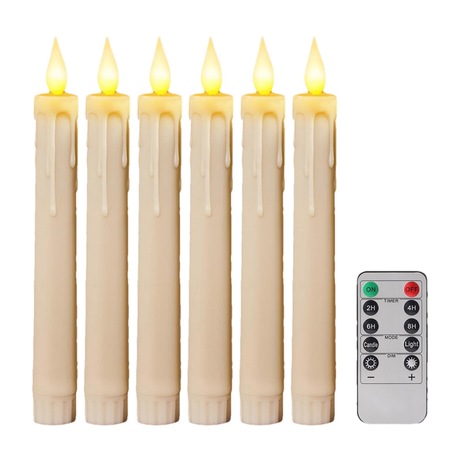 Velas navideñas LED - Candelabro de simulación, Adorno de luz de atmósfera de Vela electrónica | Velas cónicas LED sin llama, llama parpadeante realista con llama 6x y Ti con pilas
