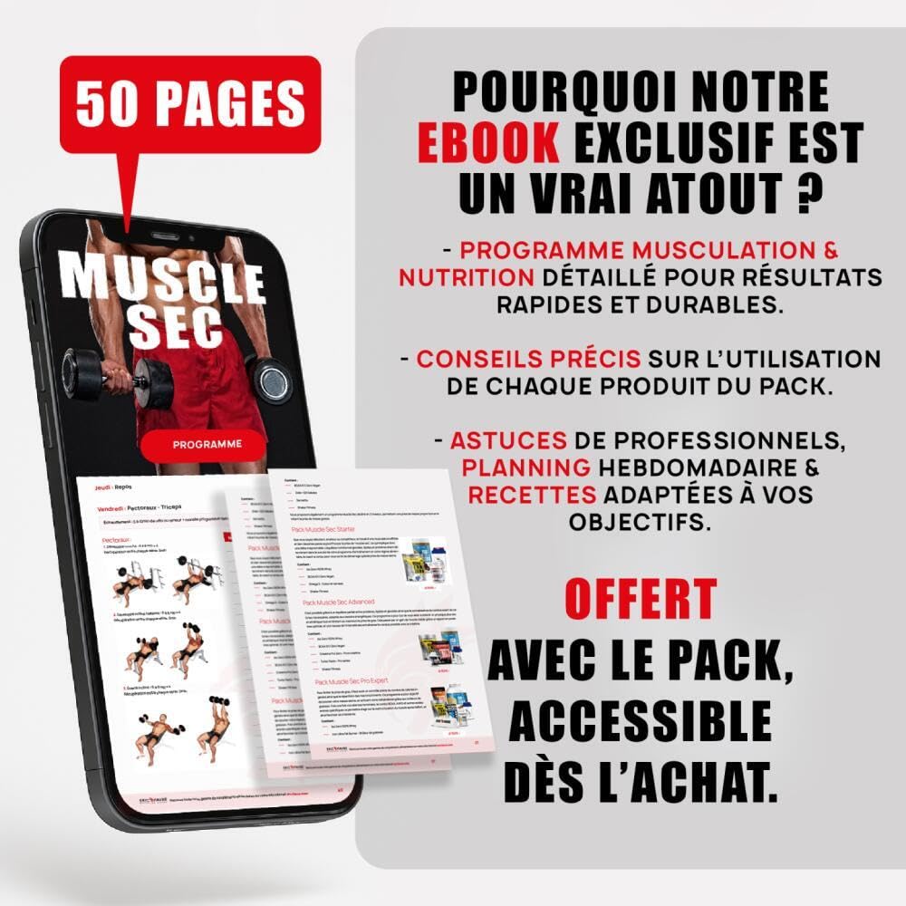 PACK MUSCLE SEC - Kit Starter Sèche, Protéines, Acides Aminés - Iso Zéro 100% Whey + BCAA 8.1.1 ZERO Vegan + Oméga 3 + Shaker 400ml - Eric Favre