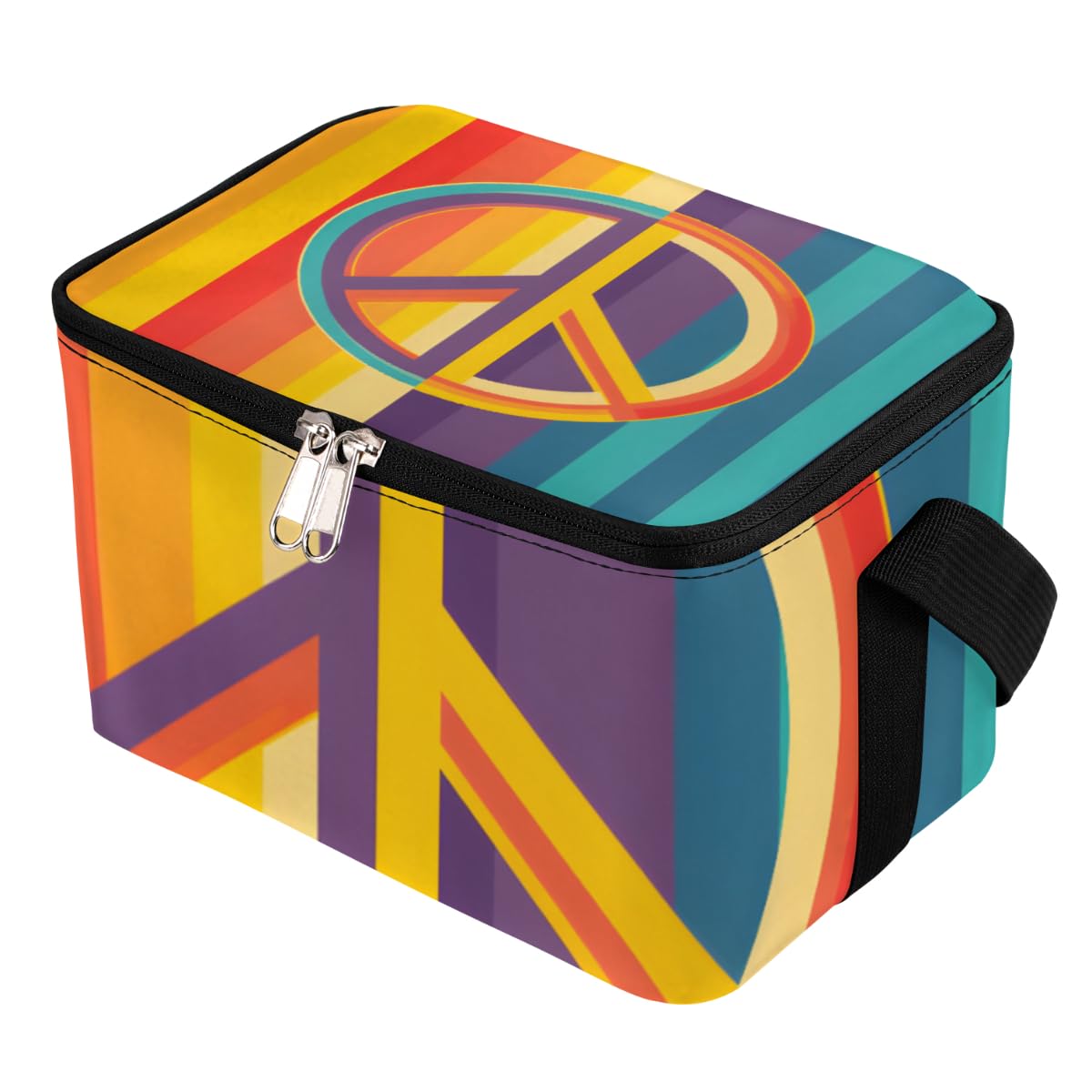 Lunch Bags for Women Men 9 Cans,Peace Sign Hot & Cold Food Delivery Bag Insulated Grocery Bag Insulated Lunch Box Peace Cooler Bag for Office Work Picnic Beach