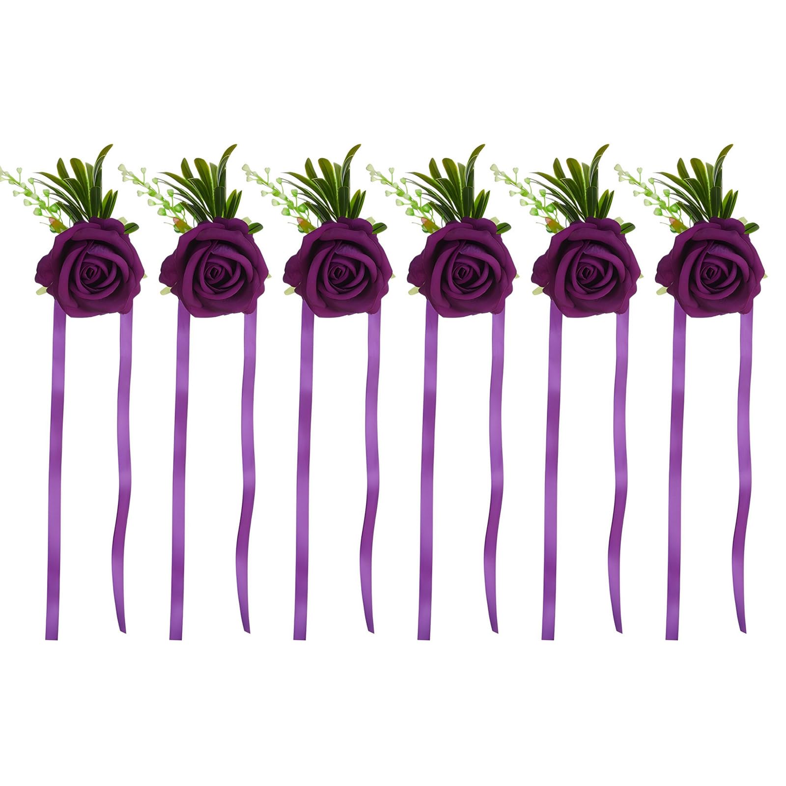 Kalttoy 6Pcs Wrist Rose Corsages for Wedding Ceremony Anniversary Proms Party, Rose Boutonniere for Bride and Proms Suits Wedding Supplies