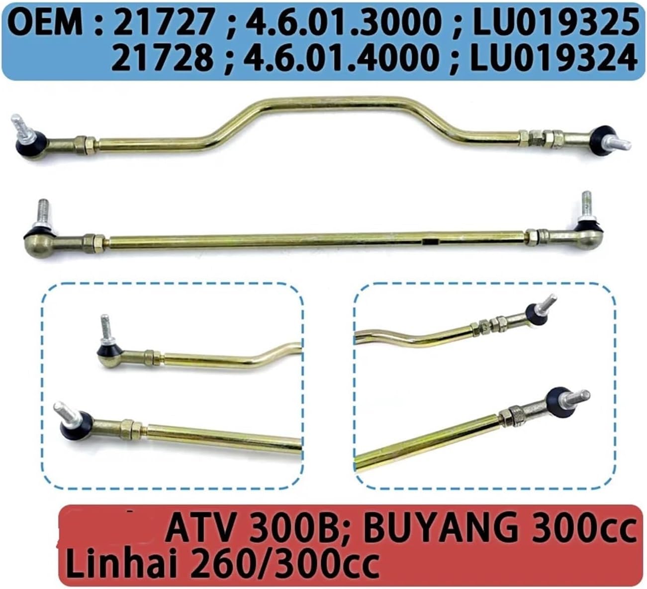 Shift rod end A and B Fit For Linhai Code 21727 21728 Linhai 260 300 4.6.01.4000 LU019324 4.6.01.3000 LU019325 BUYANG 300 engine