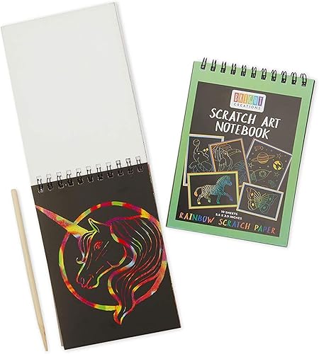 Miniatura 5 de Paquete de 8 blocs de papel de rayas arcoíris para niños con lápices de madera, 10 hojas (5.5 x 3.9 pulgadas)