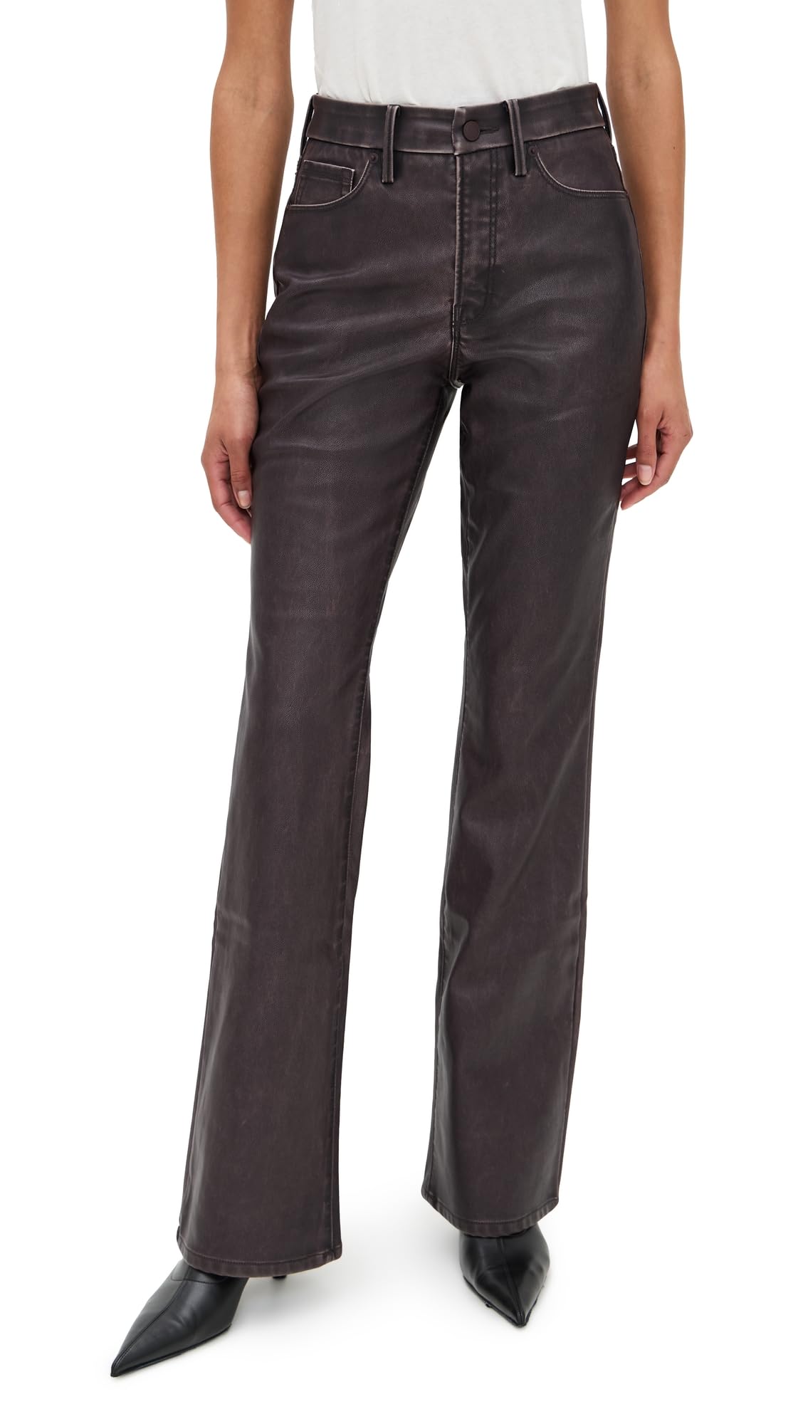 Good American Womens Good Classic Bootcut Faux Leather Pants