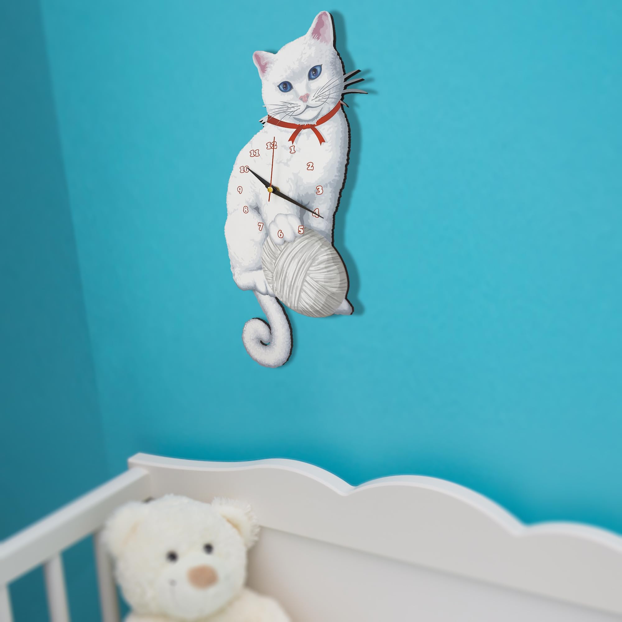 Amazon.co.jp: 白猫振り子 ウォールクロック 猫時計 猫時計