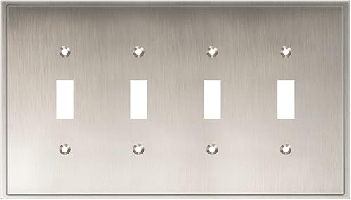 Placa decorativa suave y moderna de pared, tapa de salida de la placa del interruptor, aleación de zinc sólida y duradera (palanca doble, níquel