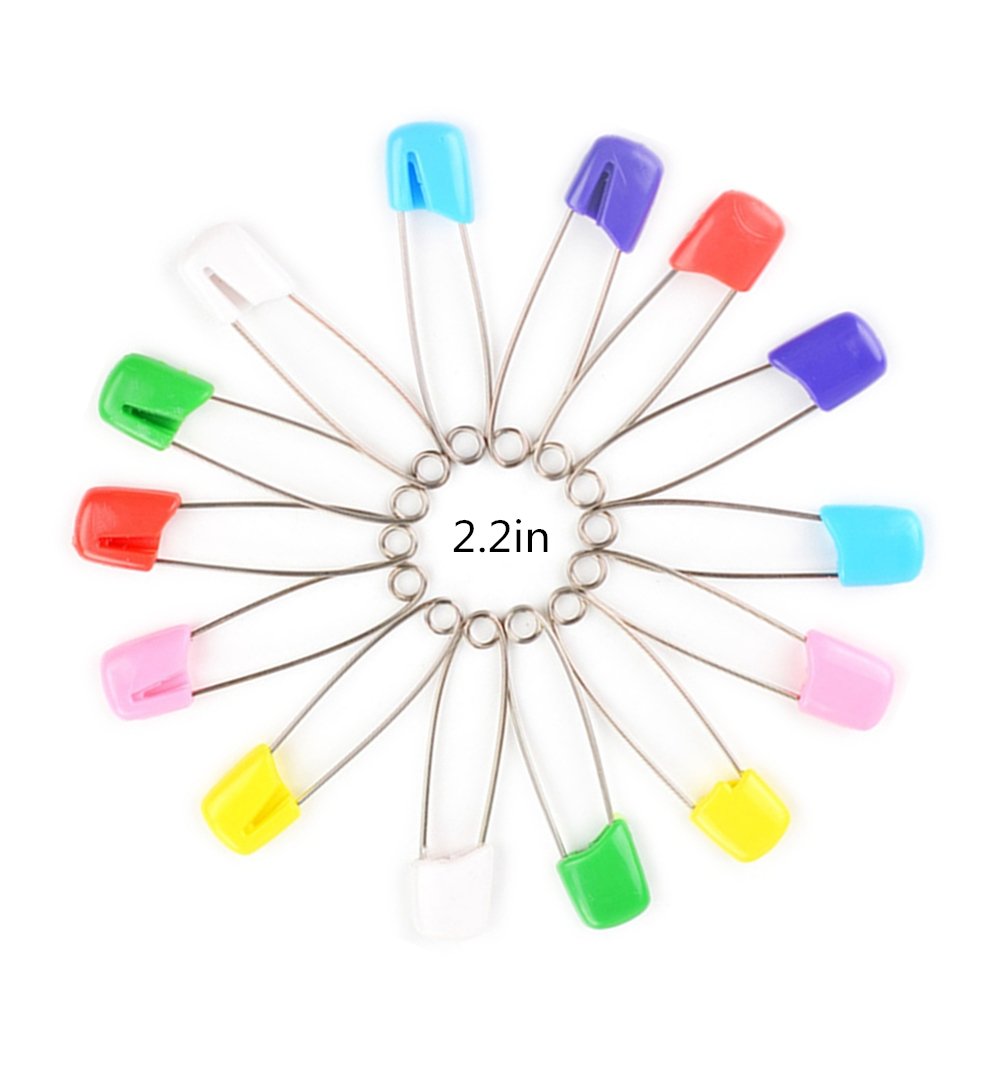 Hicat Lot de 20 couleurs assorties bébé enfant Infant enfants avec fermeture épingles de Nourrice en acier inoxydable avec tête en plastique coloré de verrouillage de sécurité, clip Tenue de sécurité