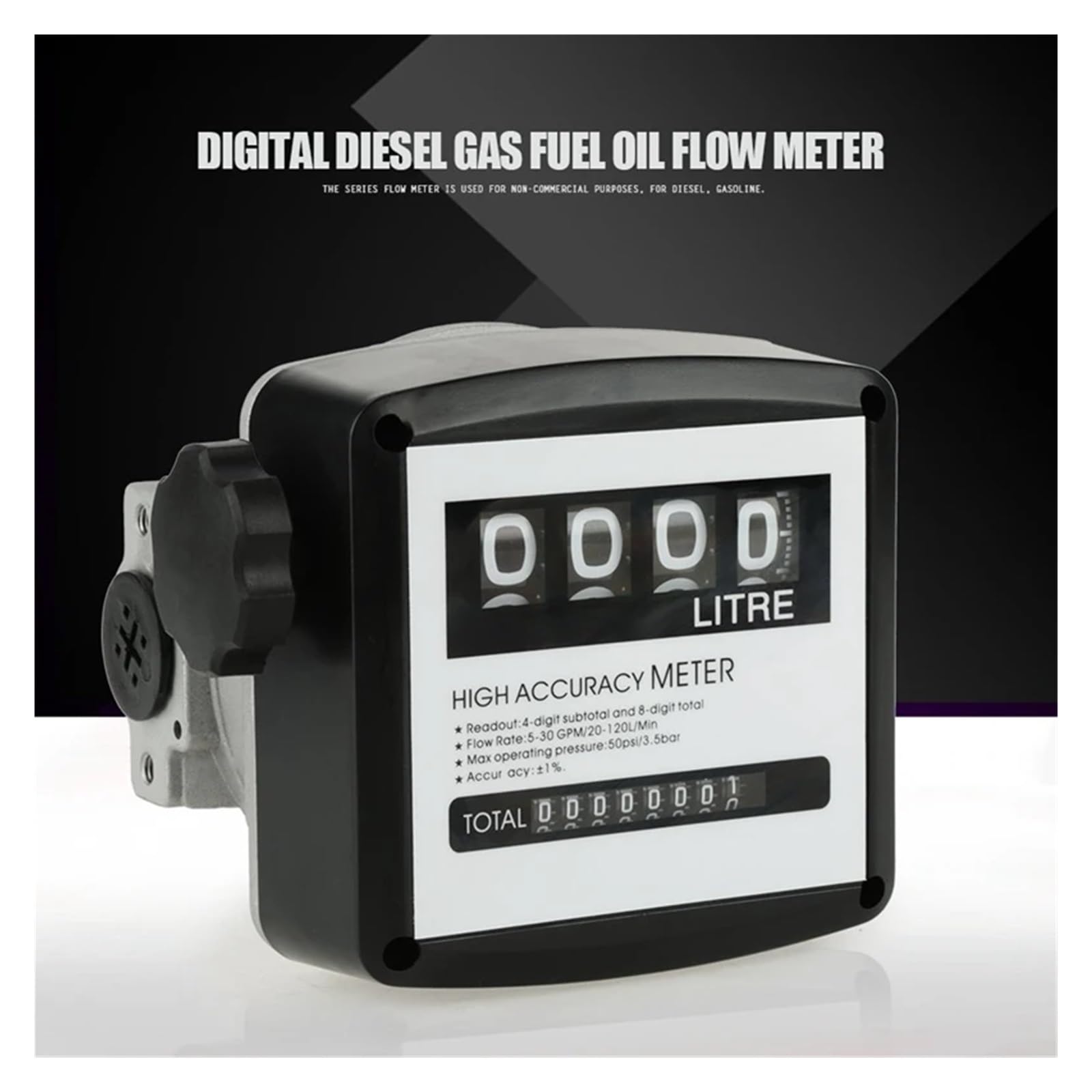 CIRONI Medidor de Flujo de Combustible mecánico Medidor de Flujo de Combustible mecánico de Flujo de Combustible de 4 dígitos 25 mm (Rosca Interna de 1 Pulgada) 5-30 GPM/20-120 L/min