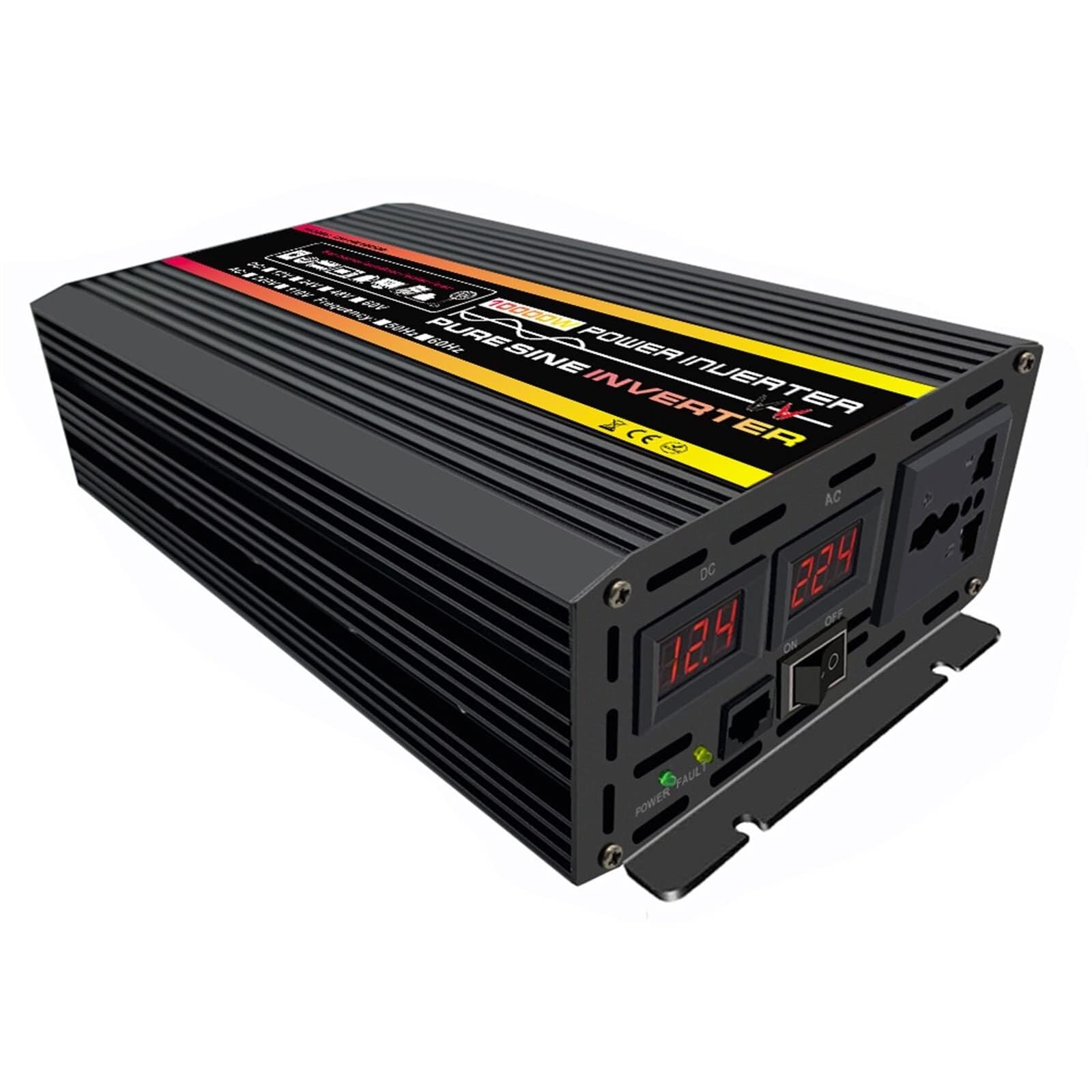 PWANUIGTE 10000/12000W Pure Sine Wave Power Inverter 12V/24V/48V/60V DC to 220V AC Car Plug Adapter Converter Multi-Protection(10000w,60v-220v)