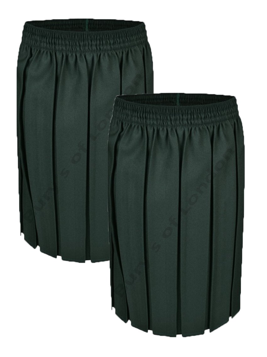 Ayra: Twin Pack Girls School Box Pleat Skirt (Age 11-12, Bottle Green)