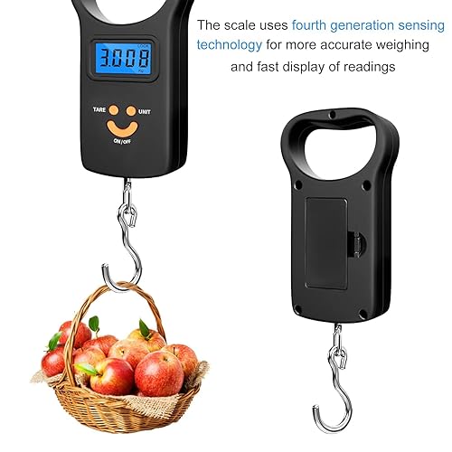 Miniatura 7 de Báscula digital de pescado, báscula de pesca, báscula de equipaje de 110 libras, mango grande SKEAP y pantalla LCD retroiluminada, equipo de pesca,