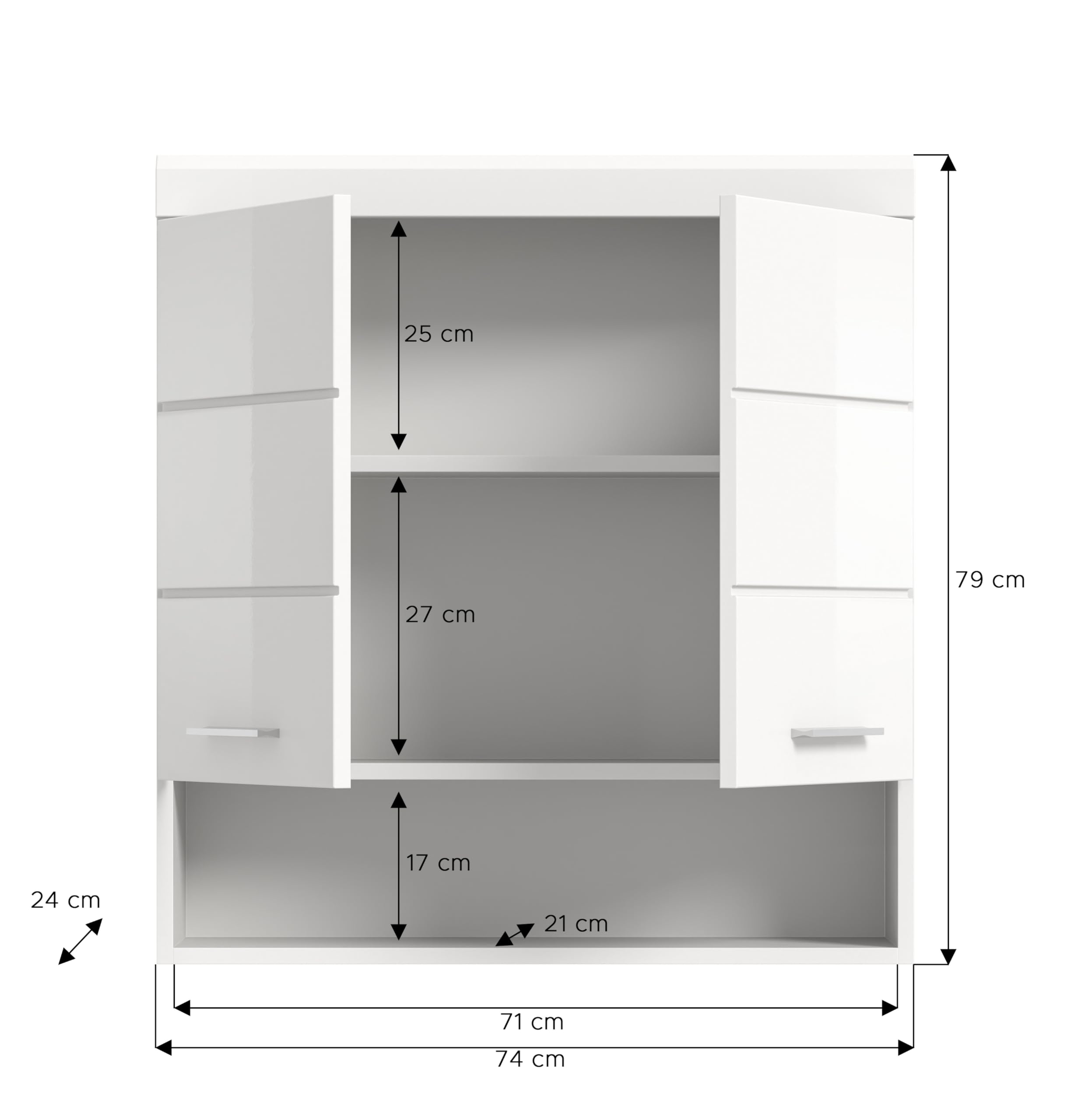 Hangkast R-Line Wit Hoogglans 60 cm Vicco | Wit Hoogglans | Wandkast 60 cm | 425142195613106