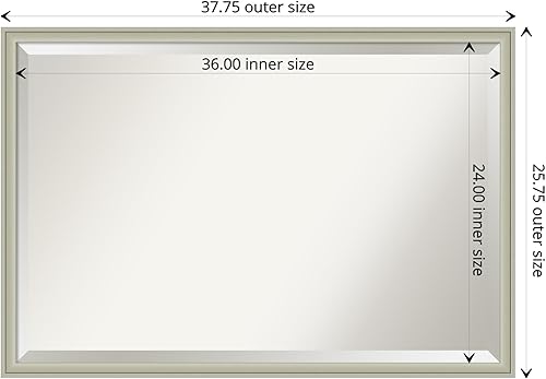 Miniatura 9 de Amanti Art Espejo de baño, espejo de pared blanco plateado Eva para usar como espejo de tocador de baño sobre el fregadero (25.5 x 25.5 pulgadas),