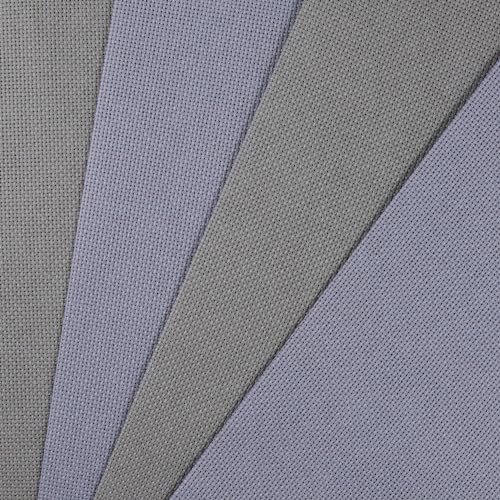 Image of KCS 4 /6 pc of 12 inch x 18 inch(30cmx45cm) 18CT Counted Cotton Aida Cloth Cross Stitch Fabric (4 pc,Light Steel Grey+Medium Grey)