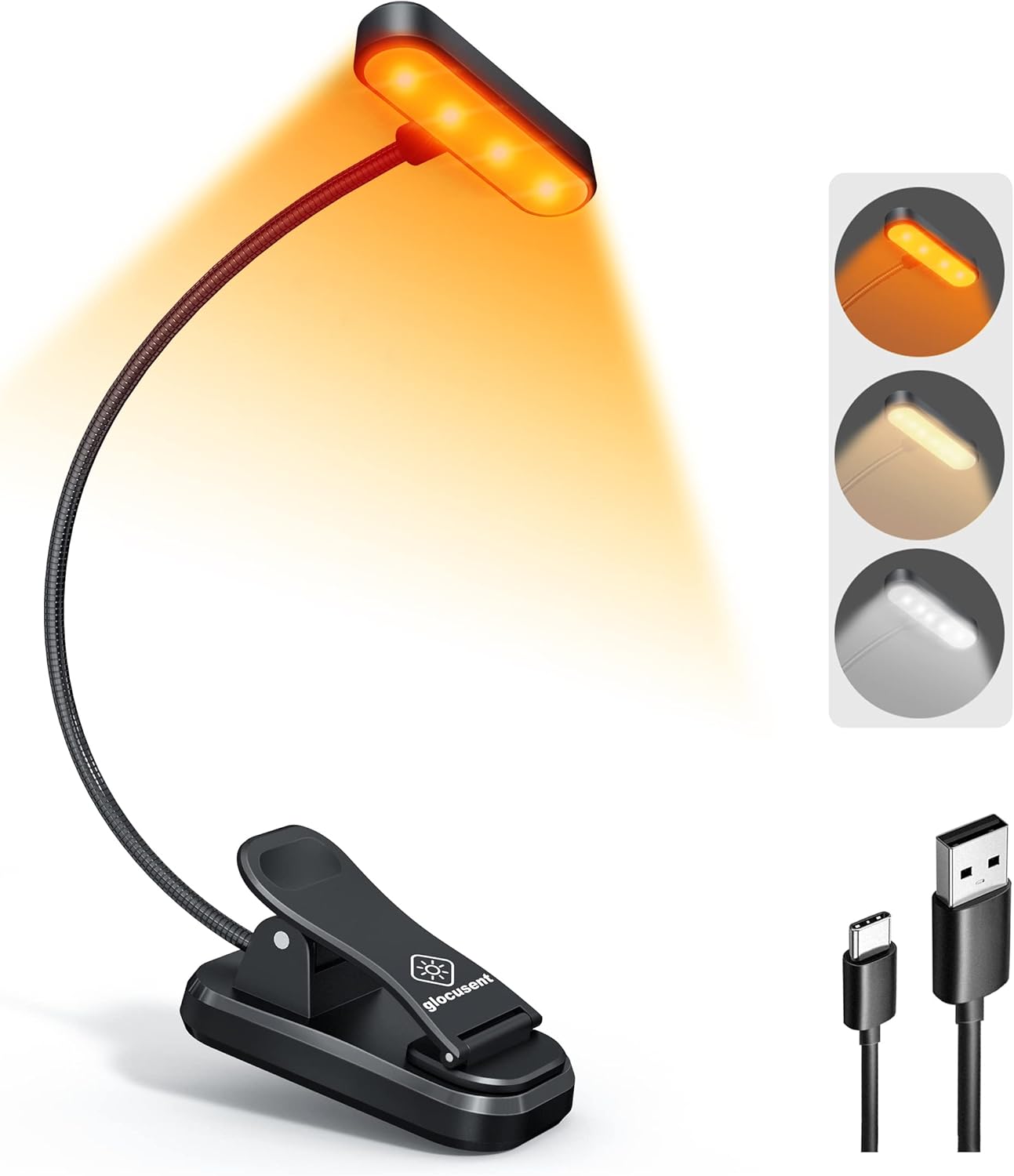 Glocusent Horizontal ETHead Book Light for Reading in Bed, Eye Caring