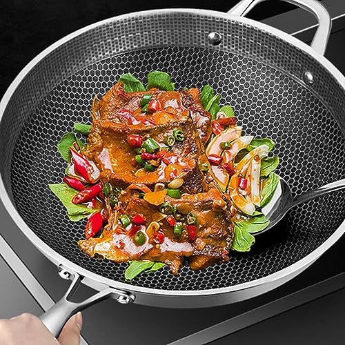 Wok de acero inoxidable Luxshiny con diseño de panal y antiadherente miniatura 7
